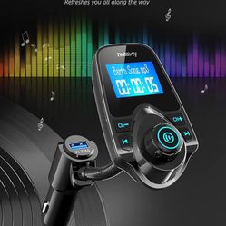 Nulaxy Car Bluetooth FM Transmitter 1.44" Display Flexible Gooseneck Handsfree Call Wireless Music