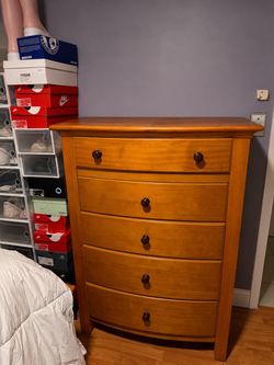 Wooden dresser and bedroom set. Full size