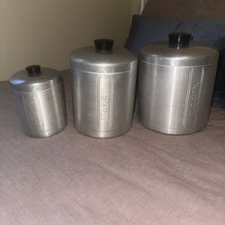 VTG Aluminum Heller Hostess ware kitchen canister set made in Italy set of 3