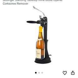 Godinger Standing Tabletop Wine Bottle Opener Corkscrew Remover