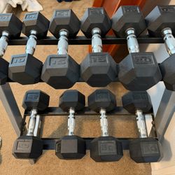 200lb Dumbbell Set With Rack & Bench