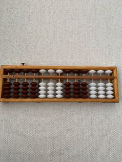 Vintage style 13-column Soroban wooden abacus with a reset button