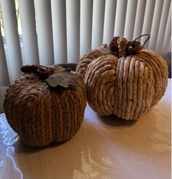 Decorative Woven Pumpkins Set of 2