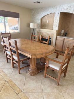 Solid Wood Dining Table with 6 Chairs