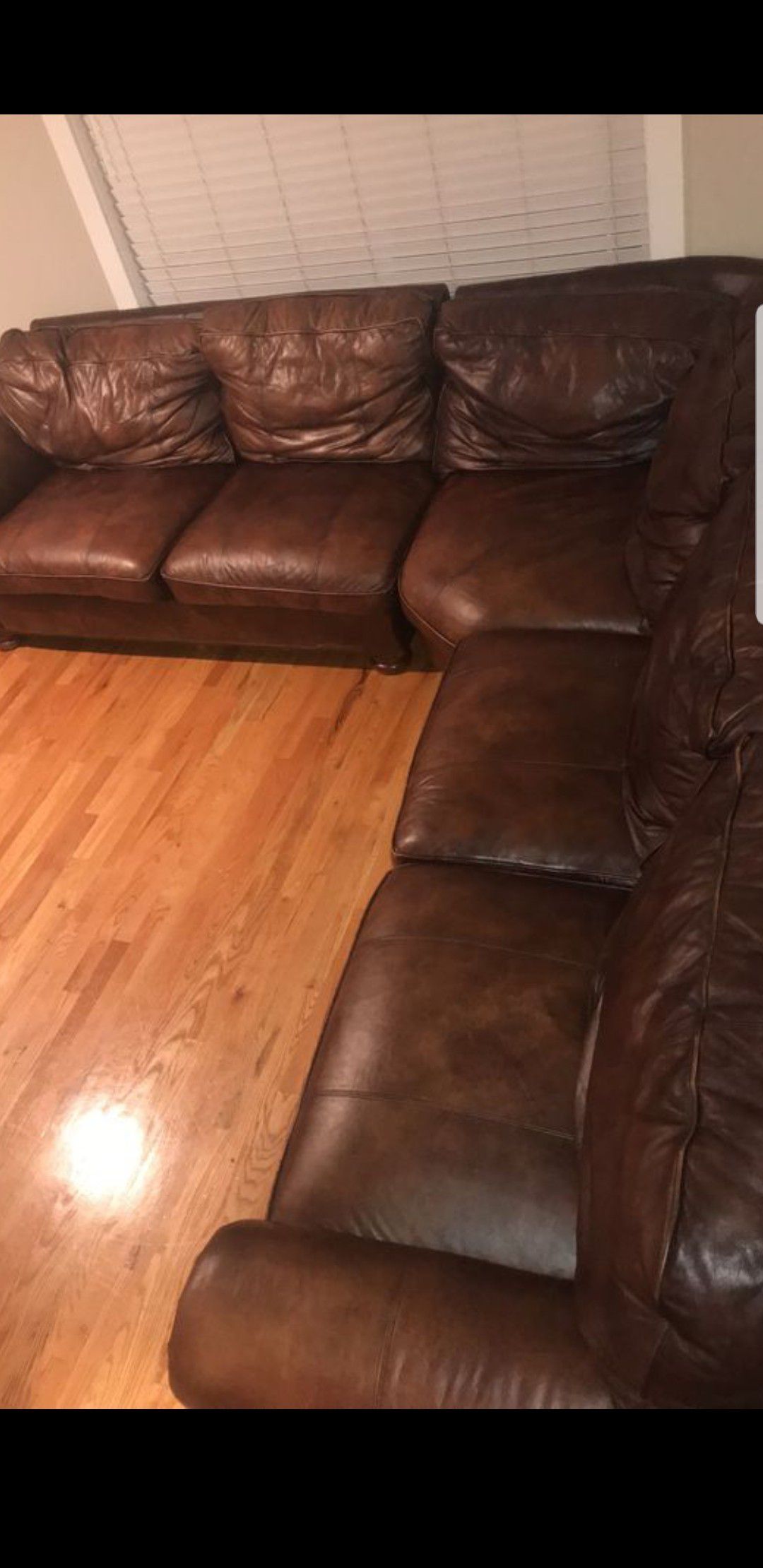 3 piece leather sectional by Seldens. Thomasville Benjamin leather sectional