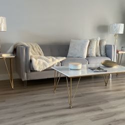 Sofa, 2 Chairs, Marble 4 piece Tables Collection 
