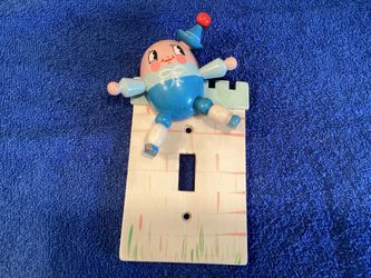 1961  Humpty Dumpty Toggle Light Switch Wood Cover Nursery Plastic, Inc. Children’s Rhyme