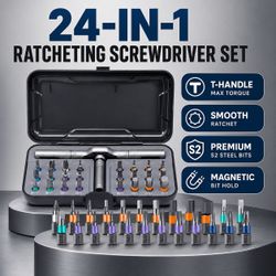 [NEW] T-Handle Ratcheting Screwdriver Set