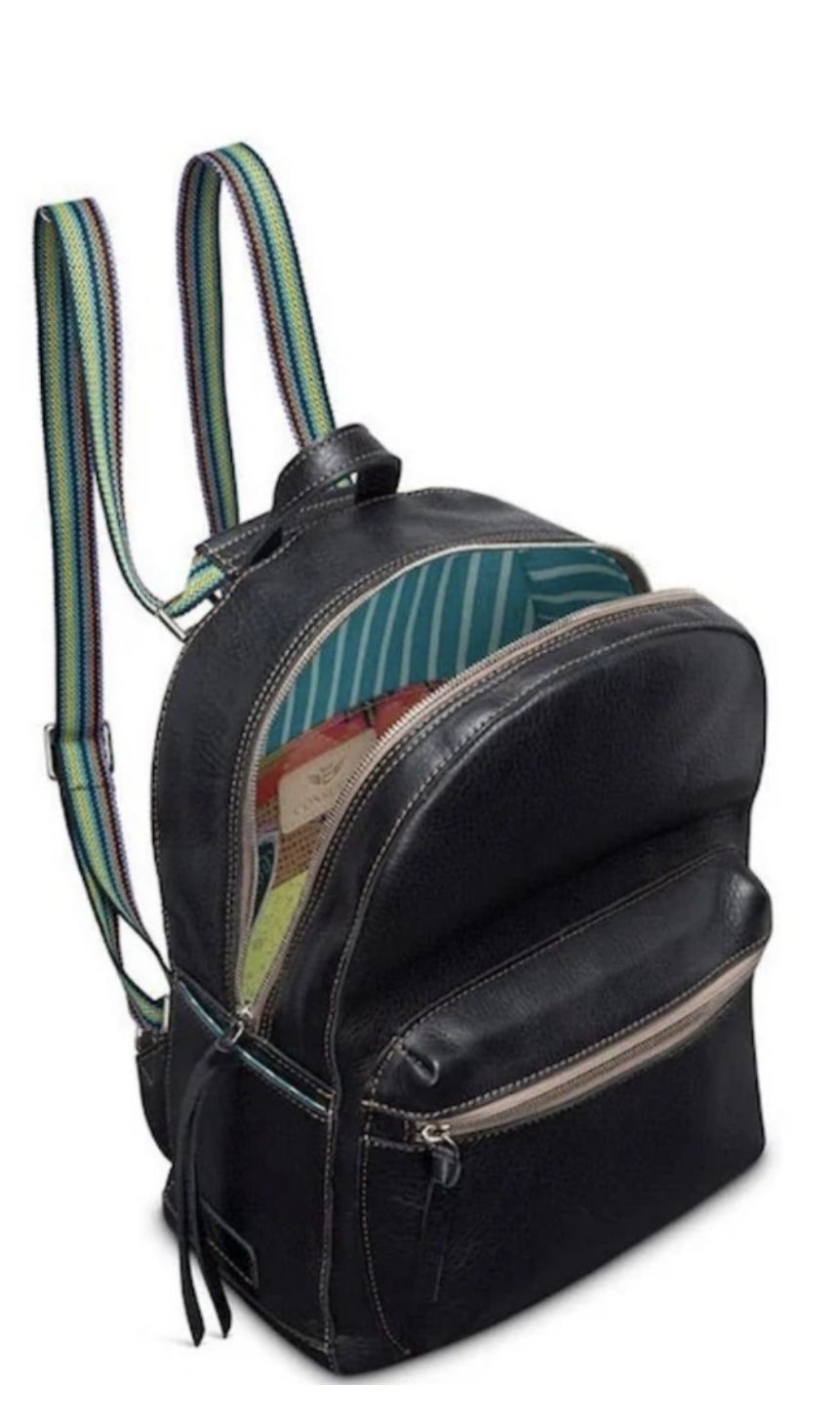 Consuela Black Leather Backpack 