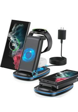 New Wireless Charger 3 in 1, Foldable Fast Charging Station  Compatible With Samsung Phones, Watches And Buds, $35 Or Best Offer 