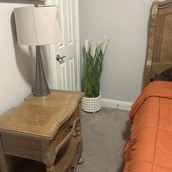 Queen Bed with nightstand and chair