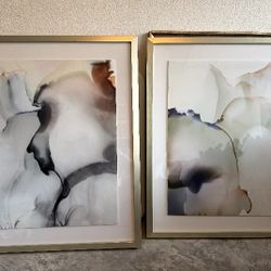 Set aof 2 Large Ethereal Abstract Framed Art - 27.5” x 37.5”