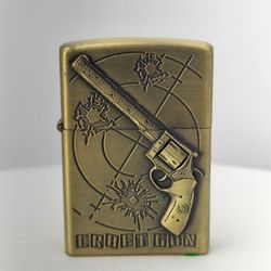 3D Carved Vintage Crafted Revolver Hand Gun Pistol Lighter, Windproof