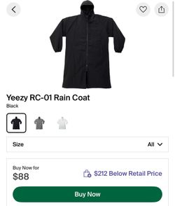 Yeezy RC-01 Rain Coat Size 3 (L-XL) Brand New