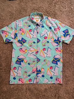 Oh Snap! By Drill Clothing Co Button Down 80s Retro Shirt Size Large