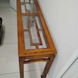 Solid Wood Glass Top Walk In/Console Table 