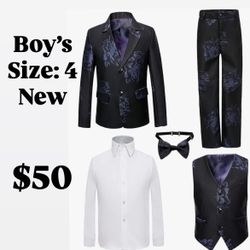 Boy's size 4 Tuxedos Toddler Formal Suits 5 Pieces Set Kids Slim Fit Suit for Weddings traje de niño nuevo talla 4