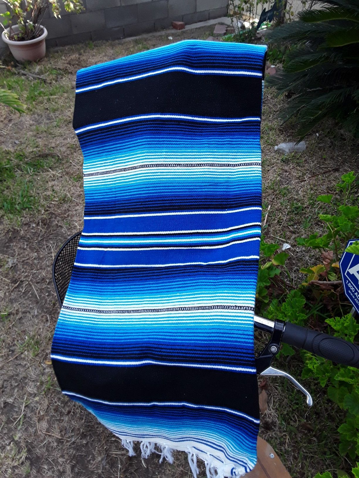 New 5x7 Black blue serape sarape zarape mexican blanket