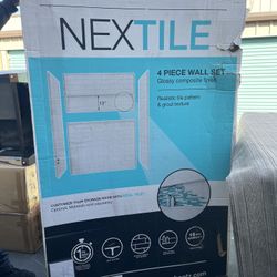 NexTile 60in W x 30in D x 74in H Four-Piece Shower Wall 