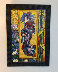 🌸 Elegant Japanese Geisha Wall Art – Large Framed Painting 30” x 40”