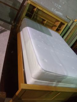 Sealy Posturpedic Full & Bed Frame with bookshelf