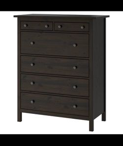 Solid wood modern style 6-drawer dresser tall chest black-brown,L42”xH51”(address in description)  👇delivery 🚚 available within 15 miles for extra $