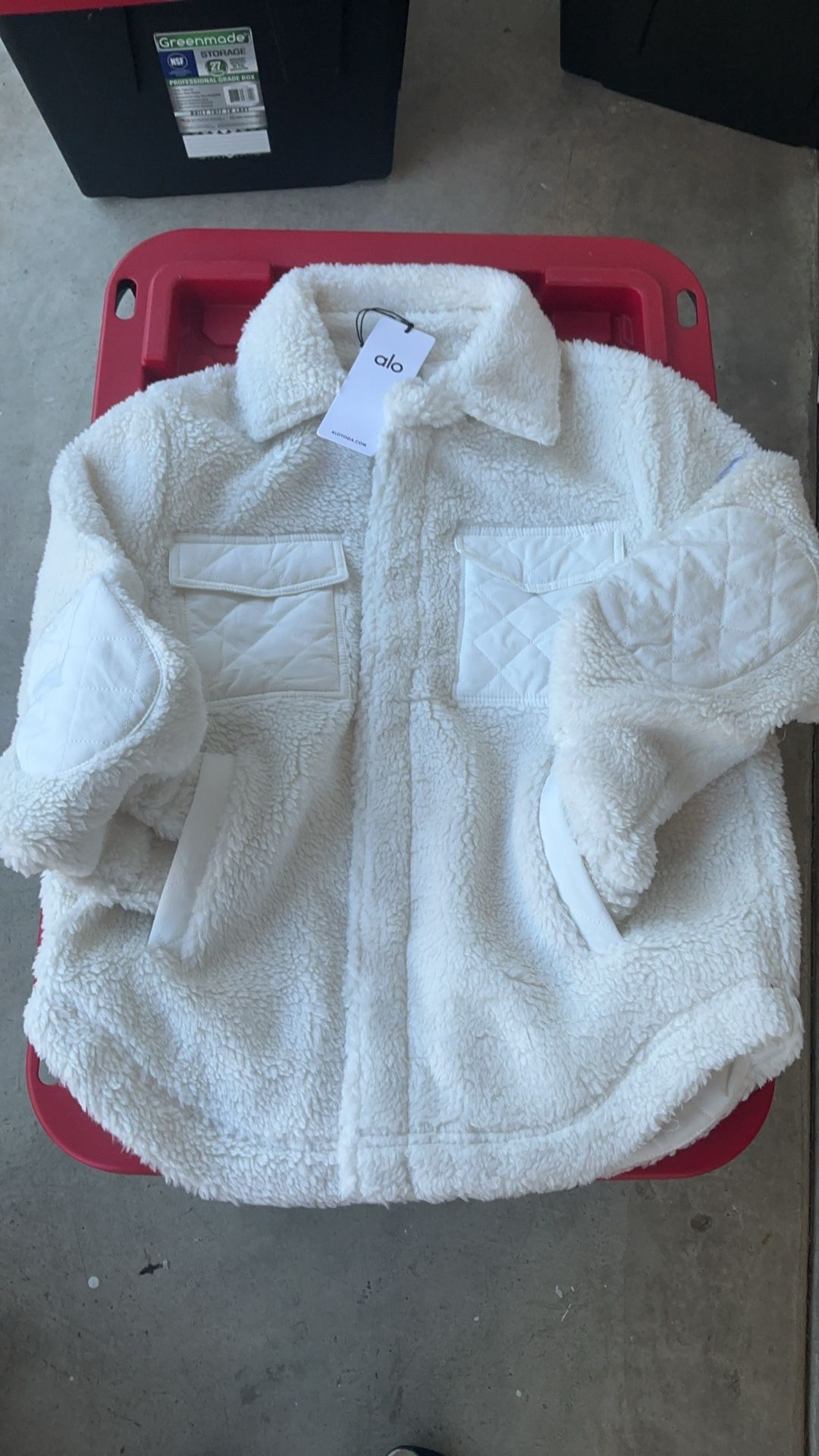 alo Sherpa Bomber Jacket color ivory White size: small