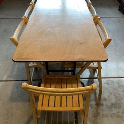 Pedestal Wooden Folding Table With Wooden Folding Chairs