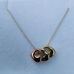 10k Gold Tri Color Heart Necklace 