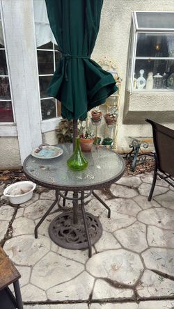 Outdoor Table And Umbrella 