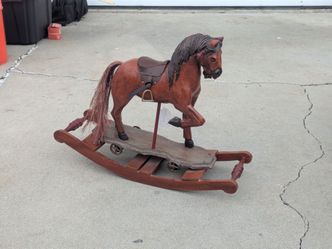 vintage 1930 brown wood rocking horse 23"l x 9"w x 18"h