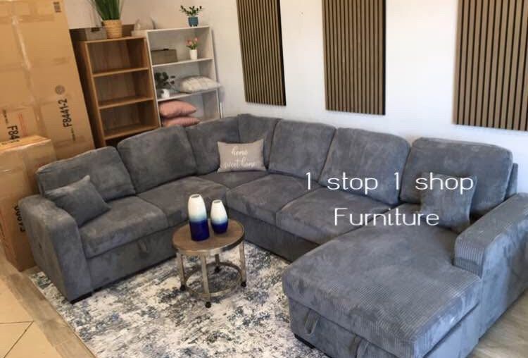 XL Sectional Sofa With Pull-out Bed & Storage ✅$659 No Tax