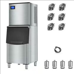 NEW TITTILA 23.2 in. 500 lbs. /24 Hours Split Commercial Ice Maker 2-Packages 182 Ice Cubes/Cycle in Silver 350 lbs. Storage Bin