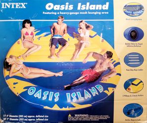 INTEX Oasis Island Float with Mesh Lounging Area, Yellow/Blue - NEW!