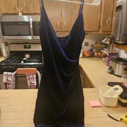 Akira Navy Blue Velvet Dress - Size S