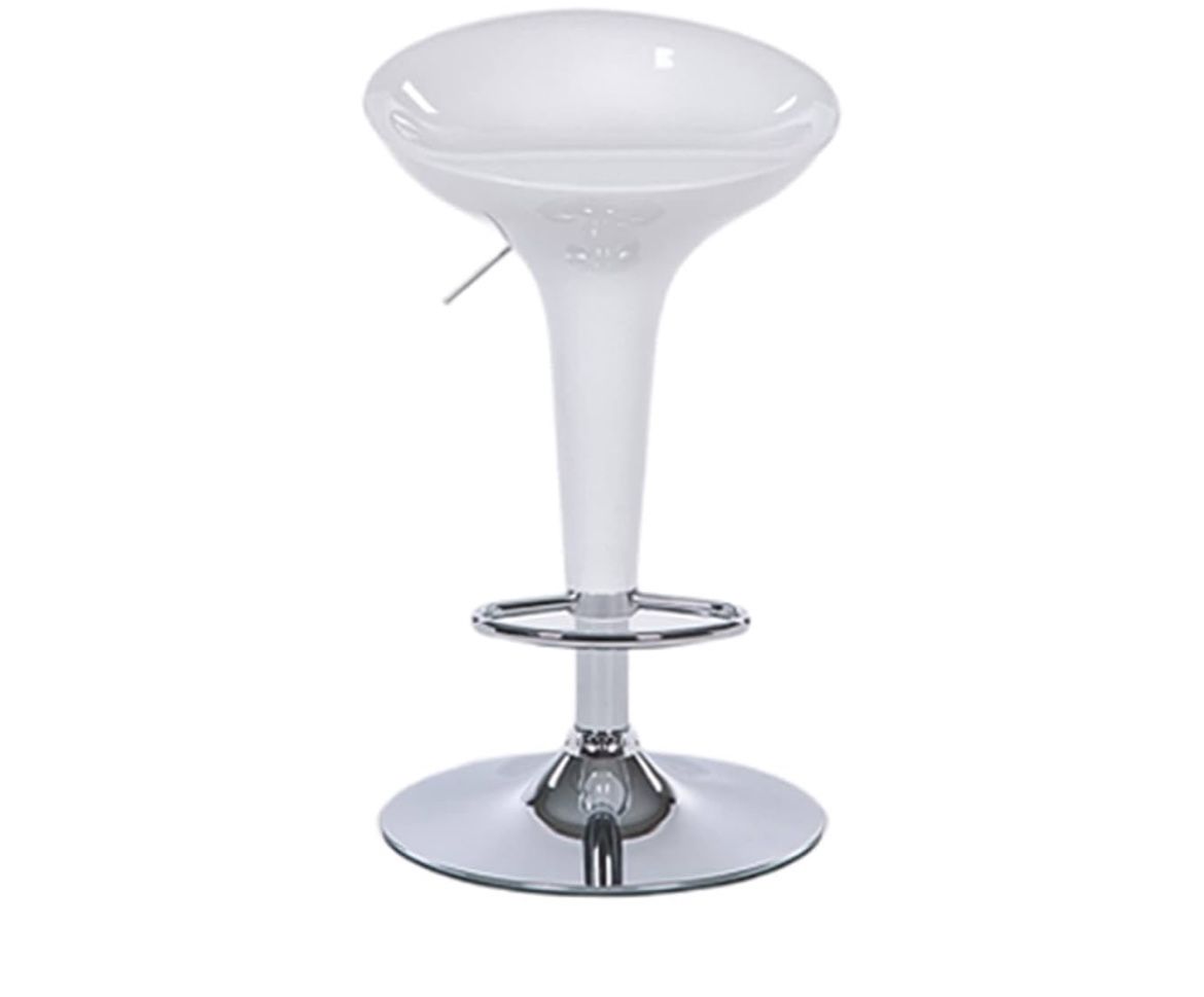 White Bar Stool Bar Chair Counter Height Barstool Adjustable Swivel Kitchen Breakfast Stool Backless Plastic Dining Chair for Home