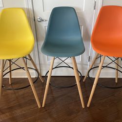 28” High Back Bar Stools In Fun Colors 