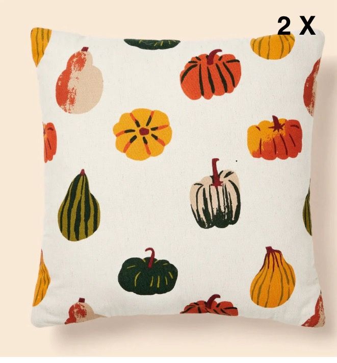 Set Of 2 Gourd Square Throw Pillow Almond - Spritz