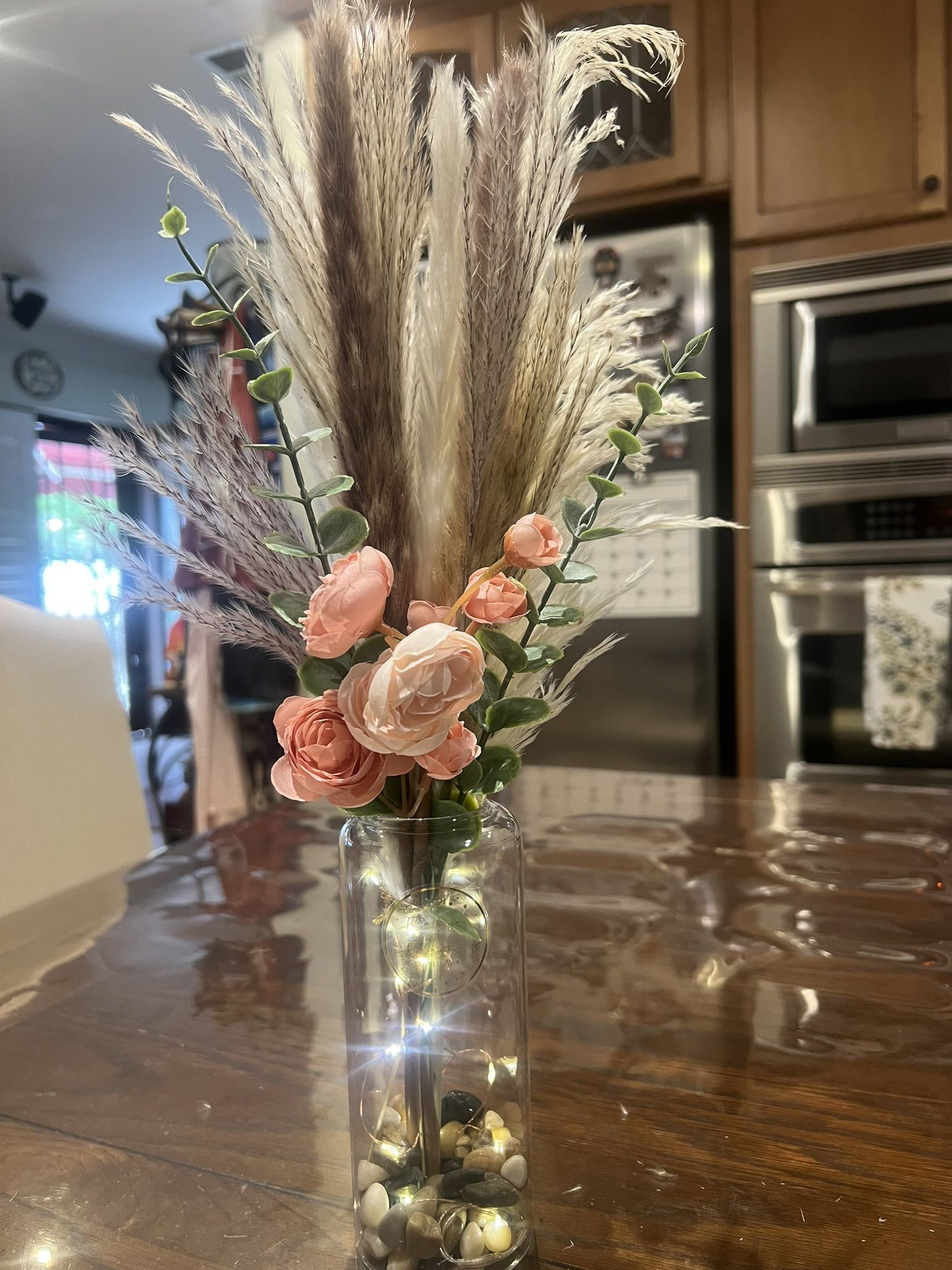 Boho Pampas Grass Centerpiece - Twinkle Lights