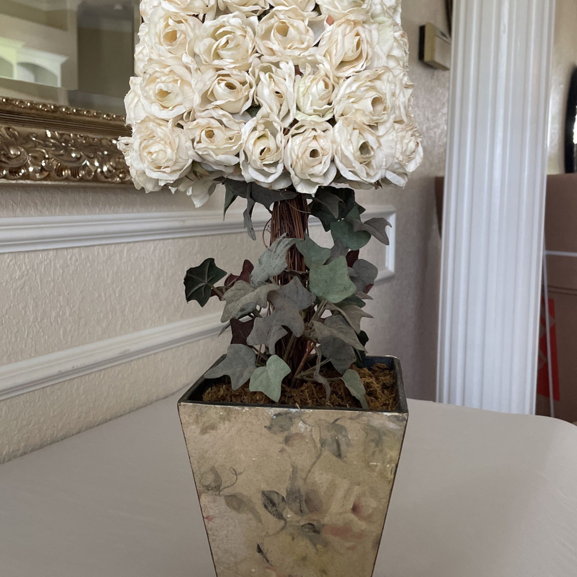 Beautiful White Rose Topiary 