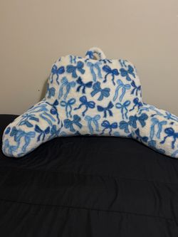 Plush Reading Pillow with Blue Bow Print