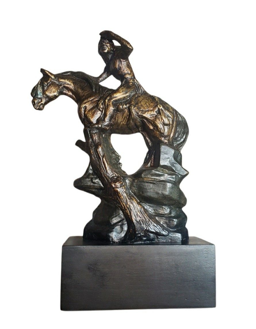 Native American Indian Warrior Ceramic Art Statue Horse Figurine