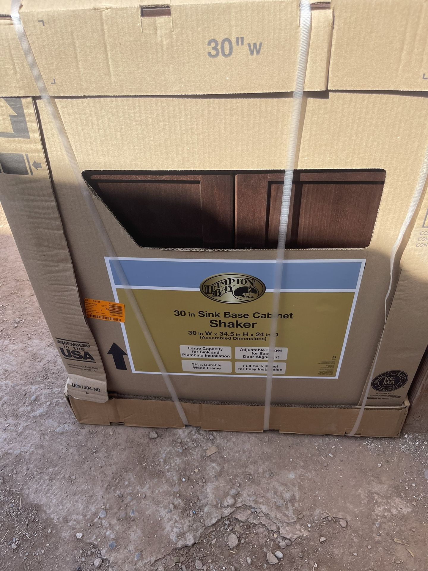 Hampton Bay Shaker Assembled 30x34.5x24 in. Sink Base Kitchen Cabinet in Java
