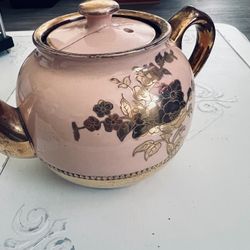 🫖 Vintage James Sadler England Pink & Gold Floral Designed Teapot 1556 B