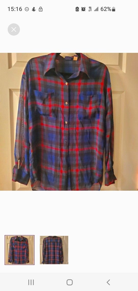 Gap Plaid Red, Green, Navy, Blue, & Black Striped Shirt 