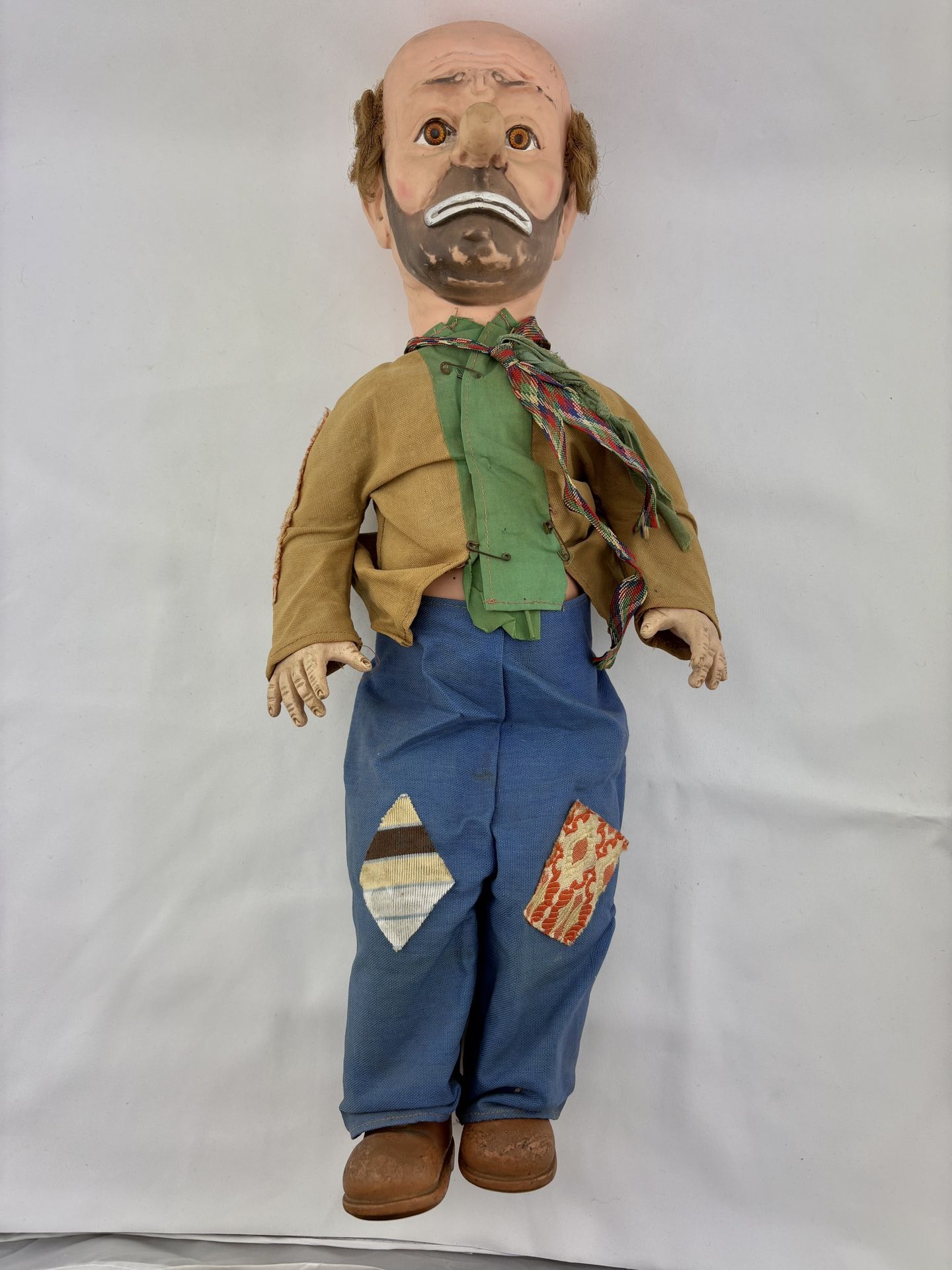Vtg B&B 1950s Emmett Kelly Willie the Clown Hobo Doll Baby Barry Toy Co. NYC 21"