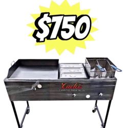 24" Griddle With 3 Warming Trays And Deep Fryer | Includes Hose With Regulator And 2 Baskets