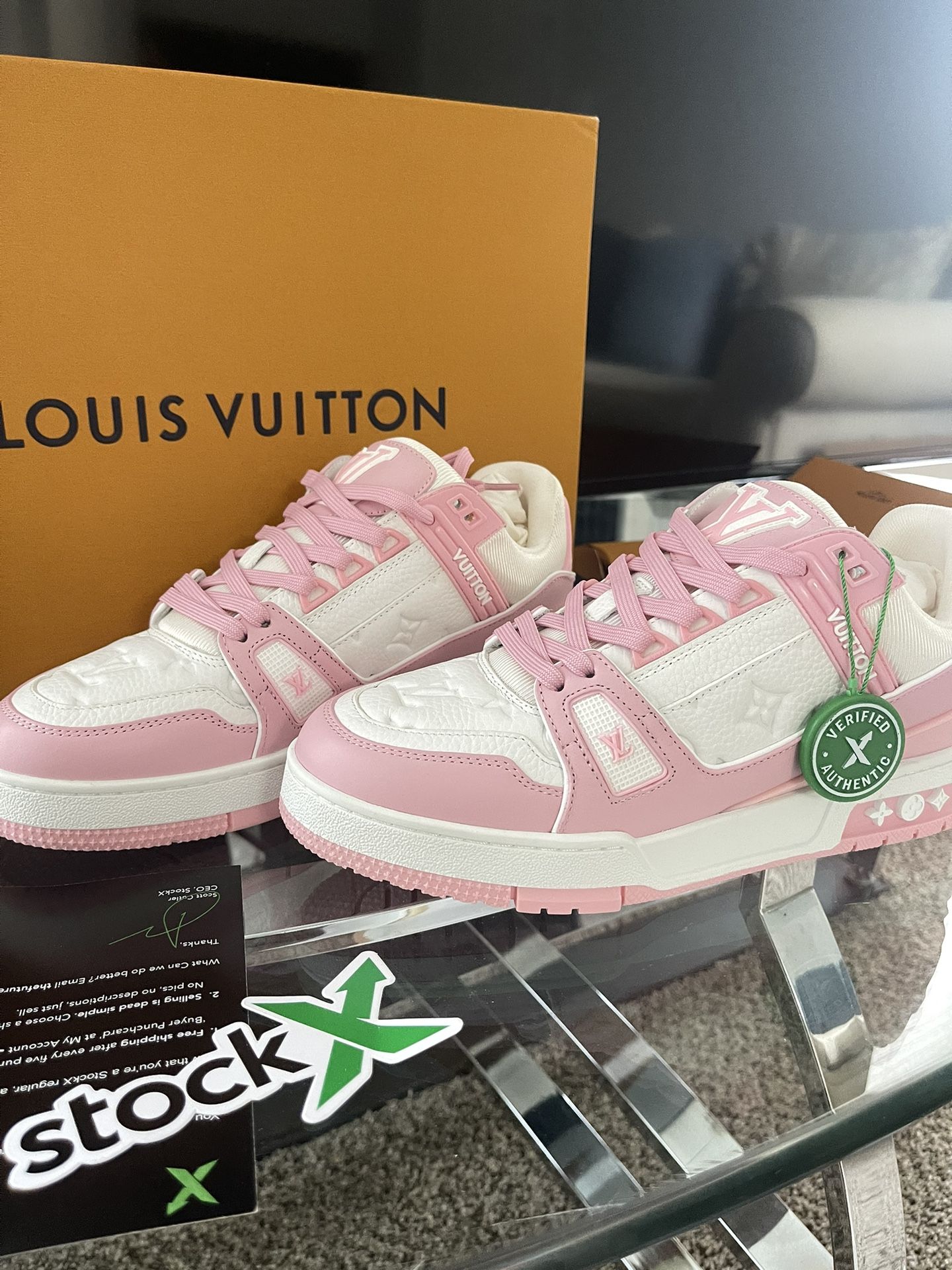 "Impact with Style! Pink Louis Vuitton Sneakers in Size 40 Available Now"