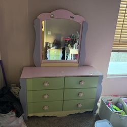 Colorful 6 Drawer Dresser Solid Wood 