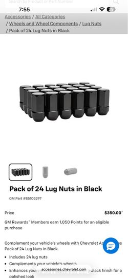 Pack of 24 Black Lug Nuts GM OEM
